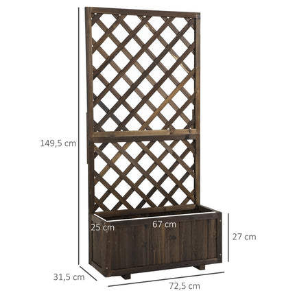 Erhöhtes Holzbeet und Rankgitter für Kletterpflanzen, 72,5x31,5x149,5 cm