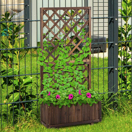 Erhöhtes Holzbeet und Rankgitter für Kletterpflanzen, 72,5x31,5x149,5 cm