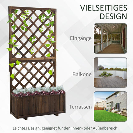 Erhöhtes Holzbeet und Rankgitter für Kletterpflanzen, 72,5x31,5x149,5 cm