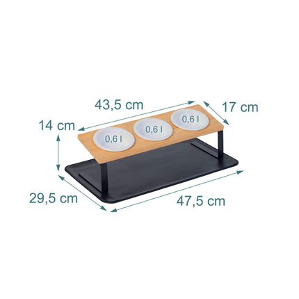 Ensemble de gamelles surélevées pour chat - Support en bambou, gamelles en céramique, tapis