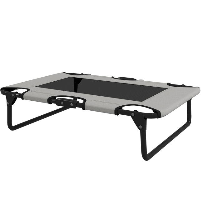 Lit surélevé pour chien, lit pliable pour animal domestique, chaise longue d'extérieur avec design en maille, respirant pour chiens de petite et moyenne taille, gris clair Oxford 75 x 51 x 18 cm |