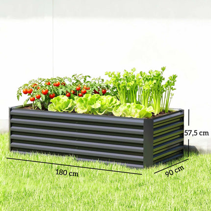 Potager surélevé, 180 x 90 x 57,5 cm, acier galvanisé
