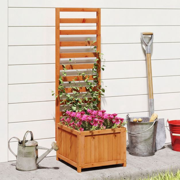 Jardinière surélevée avec treillis, en bois d'épicéa