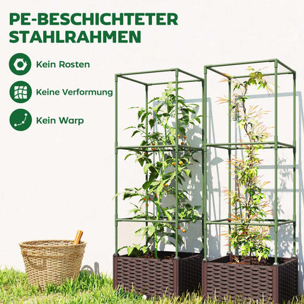 Hochbeet-Set mit Spalier, 3er-Pack, Drainage