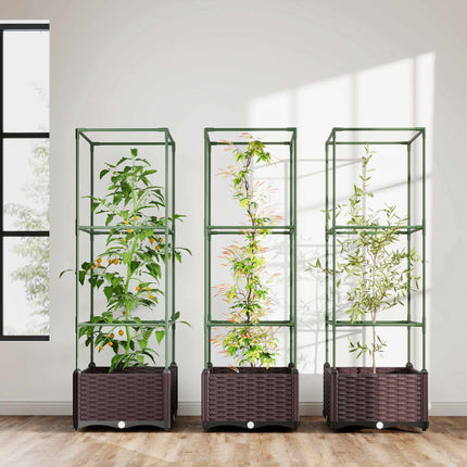 Hochbeet-Set mit Spalier, 3er-Pack, Drainage