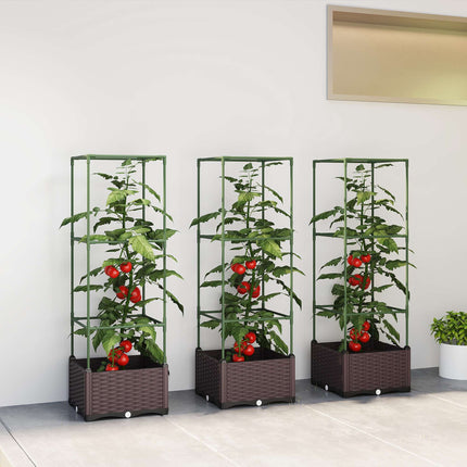 Hochbeet-Set mit Spalier, 3er-Pack, Drainage