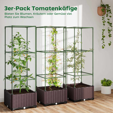 Hochbeet-Set mit Spalier, 3er-Pack, Drainage