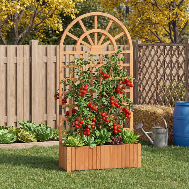 Potager surélevé avec treillis, en bois de sapin de 180 cm