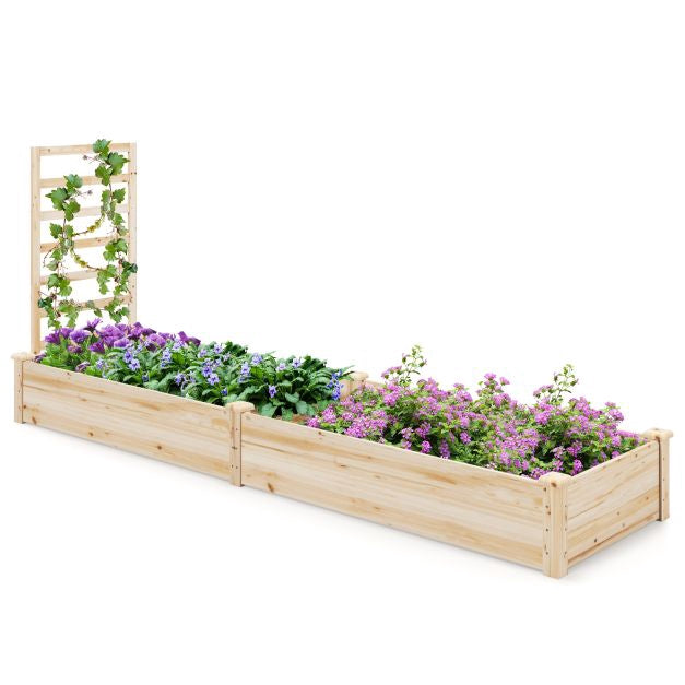 Potager surélevé avec treillis, en bois de sapin, 235 x 63 x 102 cm