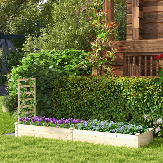 Potager surélevé avec treillis, en bois de sapin, 235 x 63 x 102 cm