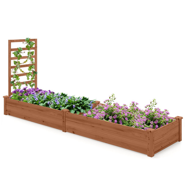 Potager surélevé avec treillis, en bois de sapin, 235 x 63 x 102 cm