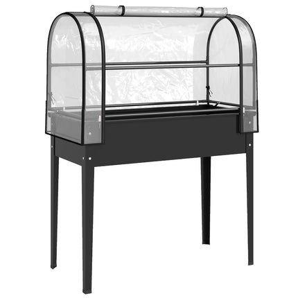 Potager surélevé avec couvercle transparent, en métal, 100 x 49 x 136 cm