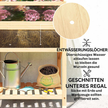 Hochbeet mit Frühbeet, Holz, klappbares Regal