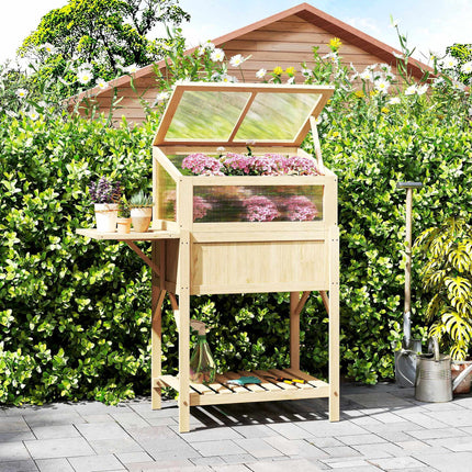 Hochbeet mit Frühbeet, Holz, klappbares Regal