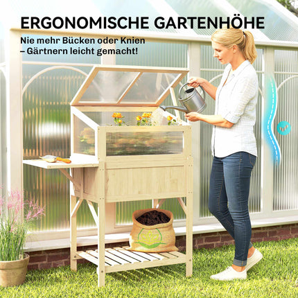 Hochbeet mit Frühbeet, Holz, klappbares Regal