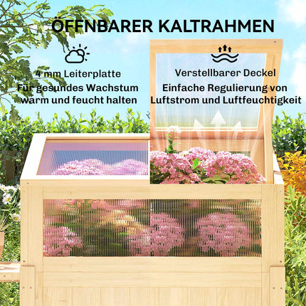 Hochbeet mit Frühbeet, Holz, klappbares Regal