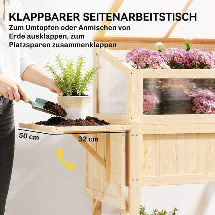 Hochbeet mit Frühbeet, Holz, klappbares Regal