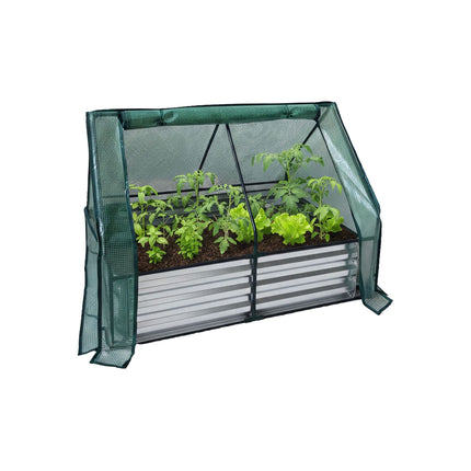 Potager surélevé avec bâche de serre, en métal