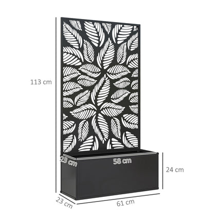 Hochbeet mit Sichtschutzwand, Metall, Schwarz, 30 Liter Fassungsvermögen