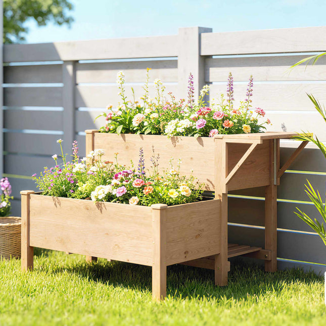 Potager surélevé avec étagères, 76,5 cm, en bois de sapin
