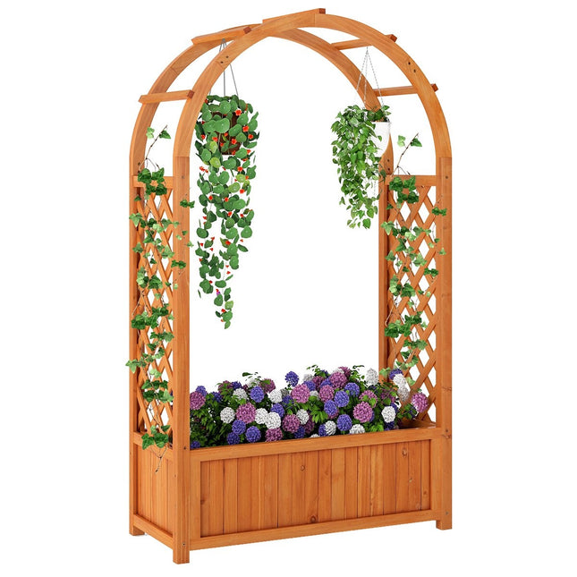 Jardinière surélevée avec treillis et toit arqué, 83 x 36 x 146 cm