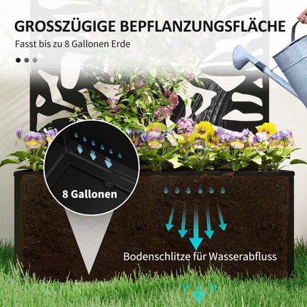 Potager surélevé avec treillis, en métal noir, capacité de 30 litres