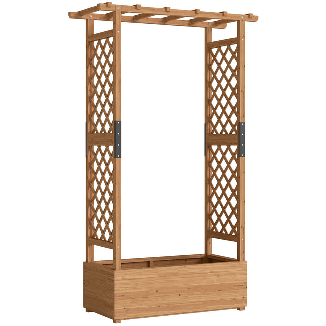 Potager surélevé avec treillis et toit, 110 x 44 x 181 cm, en bois