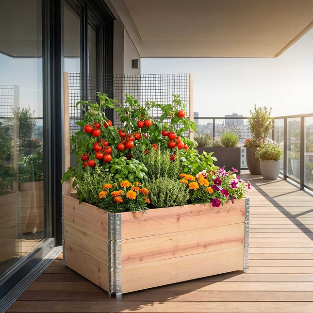 Raised Garden Bed with Trellis for Vegetables & Herbs
