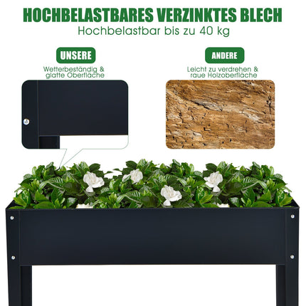 Jardinière surélevée en métal avec trous de drainage, grise
