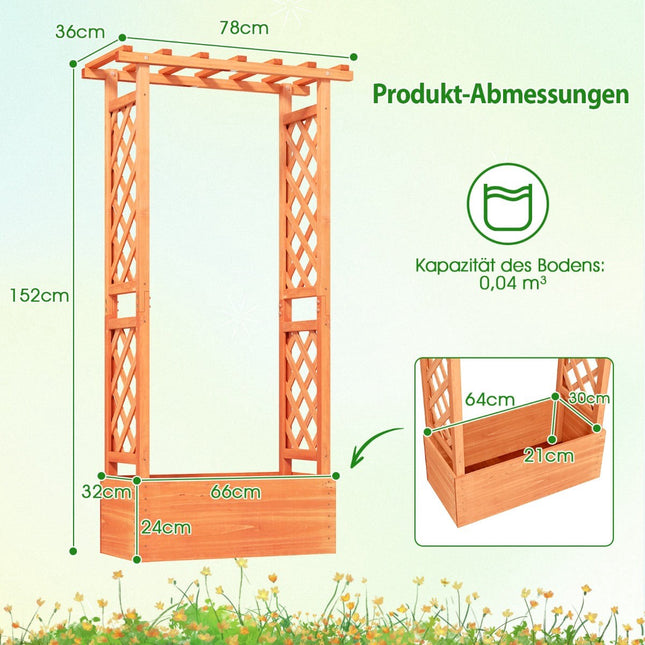 Jardinière surélevée avec treillis et toit suspendu, en bois