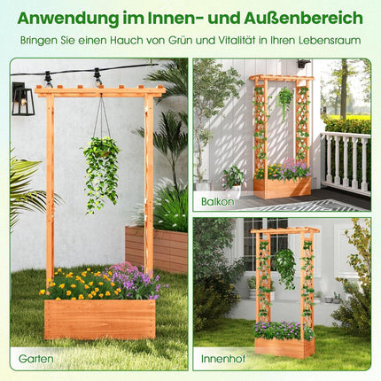 Hochbeet mit Rankgitter & Hängedach, Holz