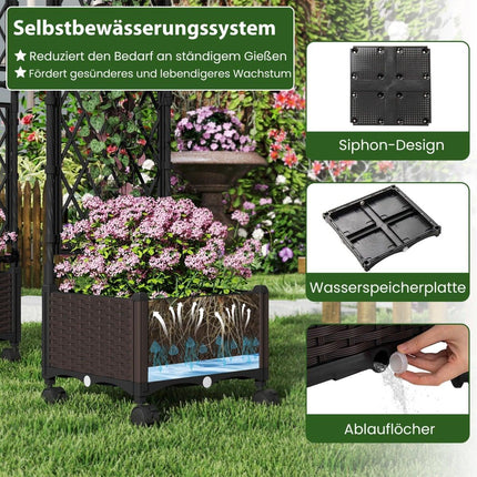 Hochbeet mit Spalier, selbstbewässernd, mobil, braun