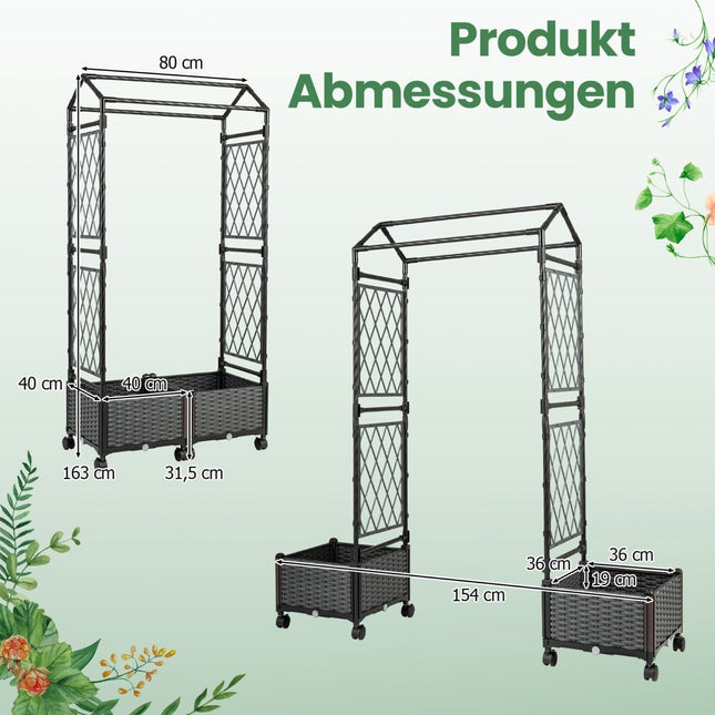 Jardinière surélevée avec treillis et système d'arrosage automatique, grise