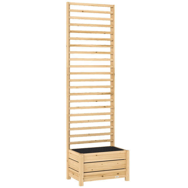 Jardinière surélevée avec treillis, en bois, 60 x 39 x 200 cm, avec drainage