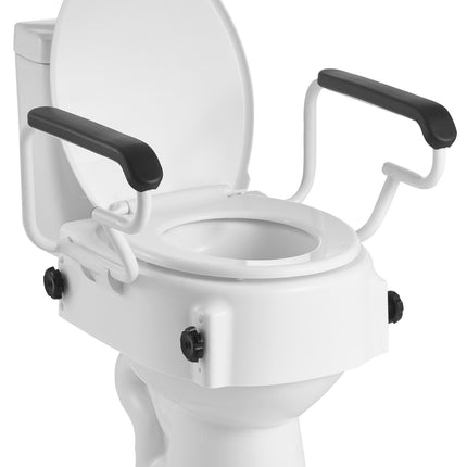 Raised Toilet Seat with Arms, Adjustable Height, 300 Lb