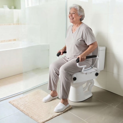 Raised Toilet Seat with Arms, Adjustable Height, 300 Lb