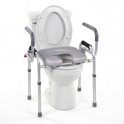 Rehausseur de toilettes avec poignées pliables et hauteur réglable