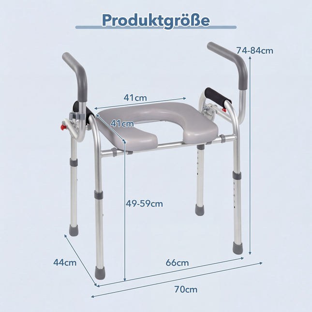 Rehausseur de toilettes avec poignées pliables et hauteur réglable