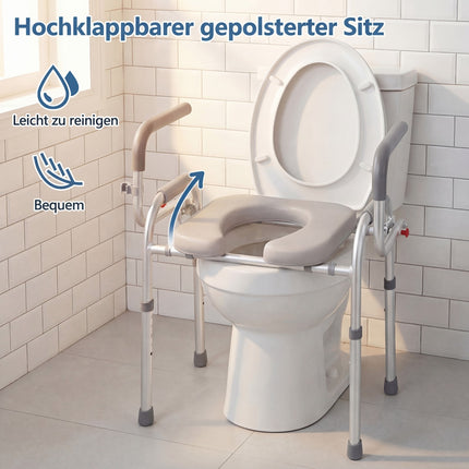 Rehausseur de toilettes avec poignées pliables et hauteur réglable