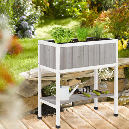 Jardinière surélevée en bois avec doublure amovible