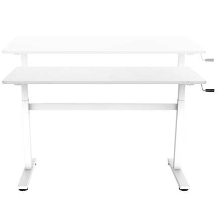 Schreibtisch manuell hoch-/absenkbar 140x60cm Weiß