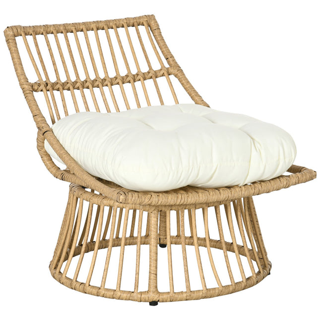 Gartensessel aus Weide mit Kissen, verstellbarer Fußstütze, 65x70x66 cm