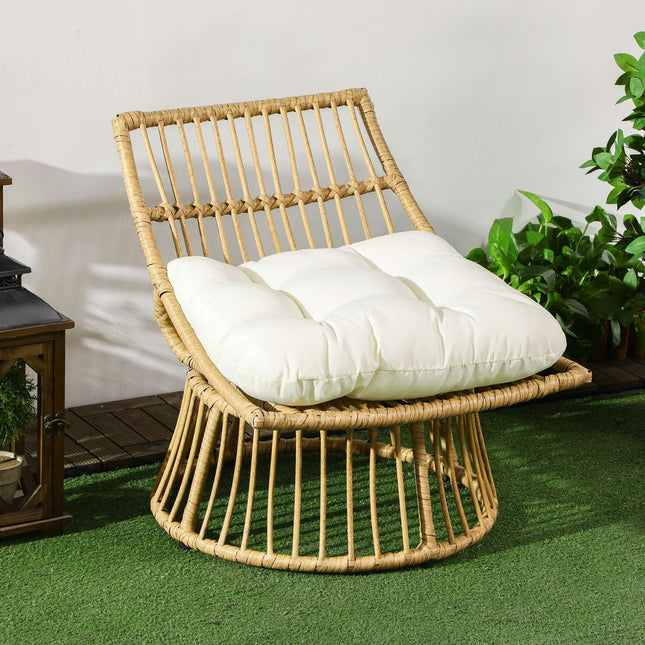 Gartensessel aus Weide mit Kissen, verstellbarer Fußstütze, 65x70x66 cm