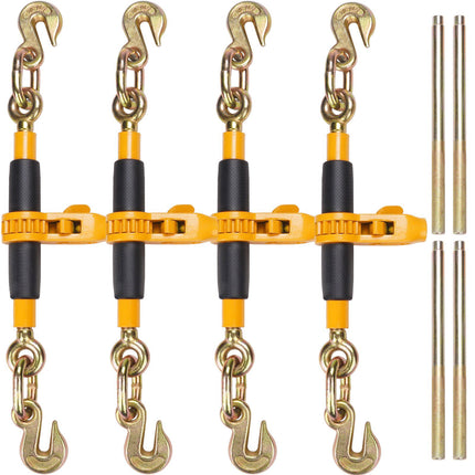 Ratchet Chain Binder Set, 3/8–1/2 in, 12,000 lb, 4 Pack