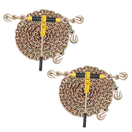 Ratchet Chain Binder Set, 8000 lb, 5/16 in x 12.8 ft, 2 Pack
