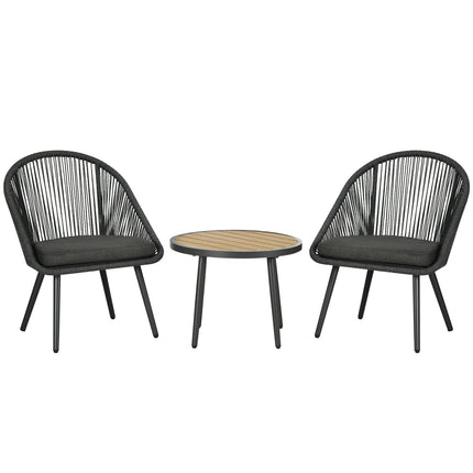 Meuble De Balcon En Rotin Pour 2 Personnes, Salon De Jardin Avec Coussins, Pieds Réglables En Aluminium Gris Foncé