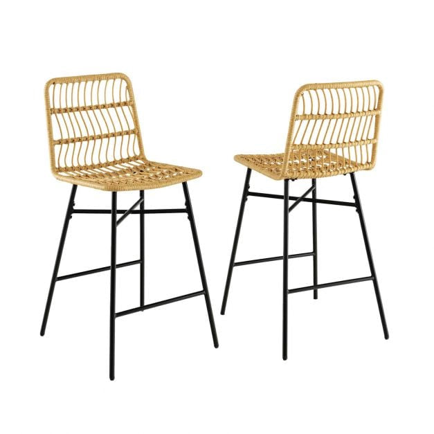 Rattan-Barhocker, 2er-Set, 68,5 cm Sitzhöhe, Gelb