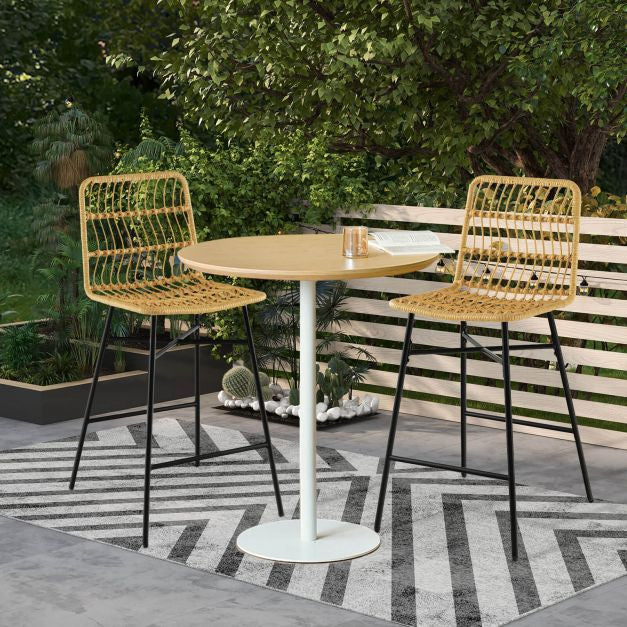Rattan-Barhocker, 2er-Set, 68,5 cm Sitzhöhe, Gelb
