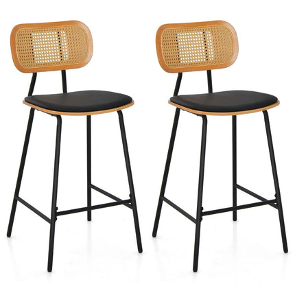 Ensemble de 2 tabourets de bar en rotin, hauteur d'assise 65,5 cm