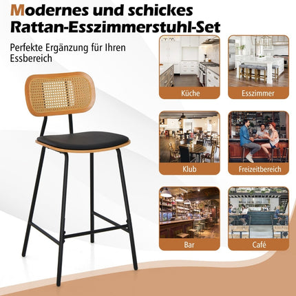Ensemble de 2 tabourets de bar en rotin, hauteur d'assise 65,5 cm